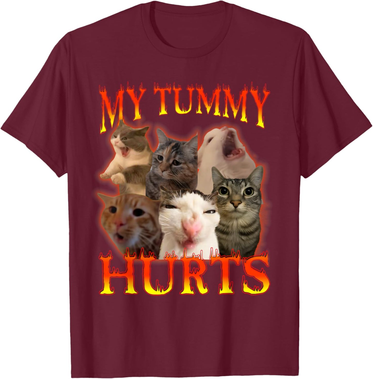 My Belly Really Hurts Cat Lactose Intolerant T-Shirt - T-Shirt | Maroon