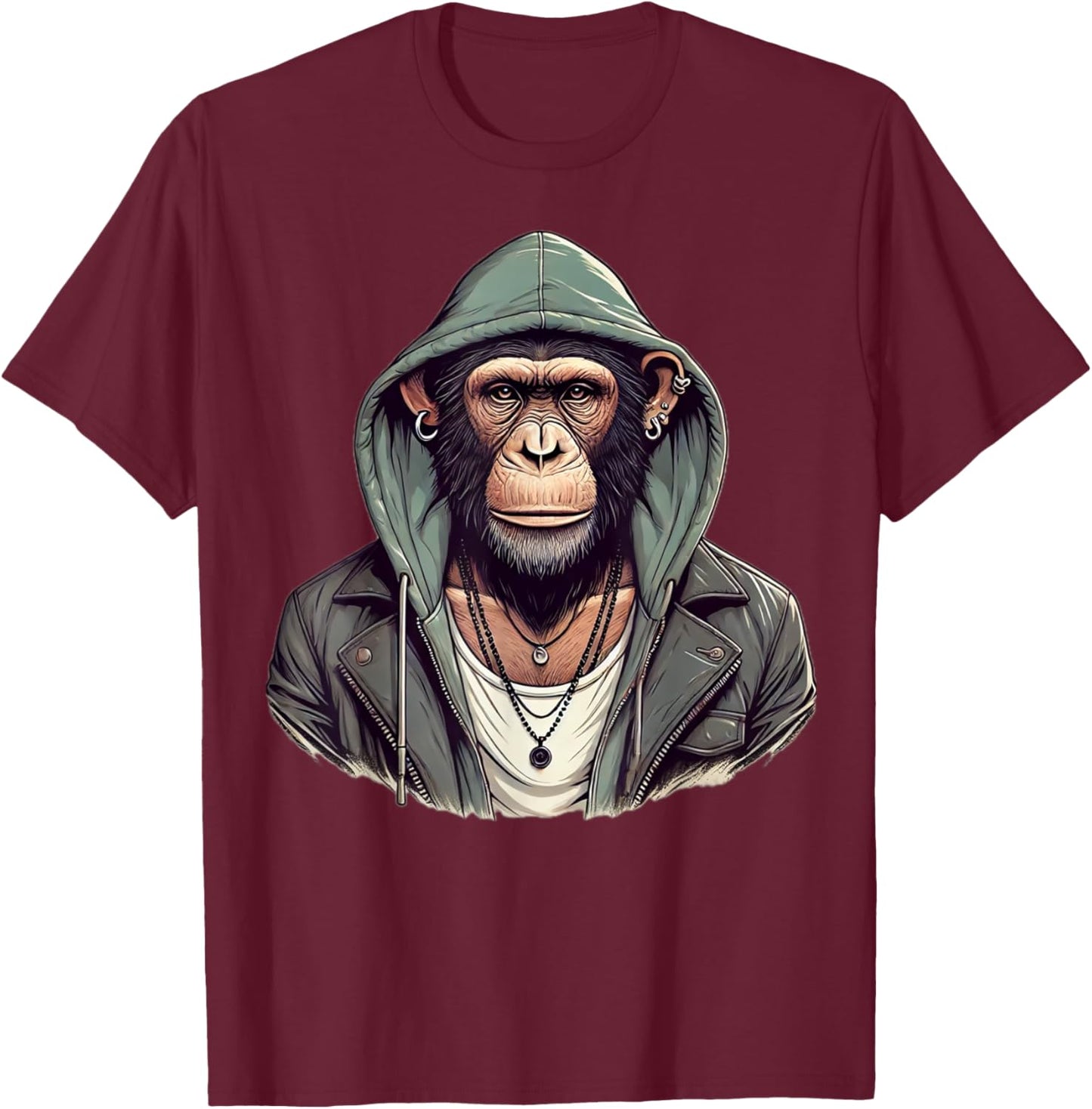 Funny Monkey with sunglasses cool street skateboard T-Shirt - T-Shirt | Maroon