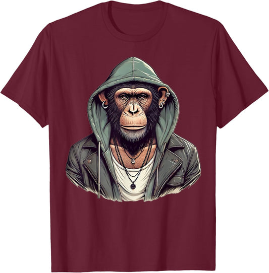 Funny Monkey with sunglasses cool street skateboard T-Shirt - T-Shirt | Maroon