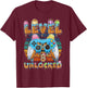 Level 8 Unlocked Gamer Birthday Ice Cream Retro Arcade T-Shirt - T-Shirt | Maroon