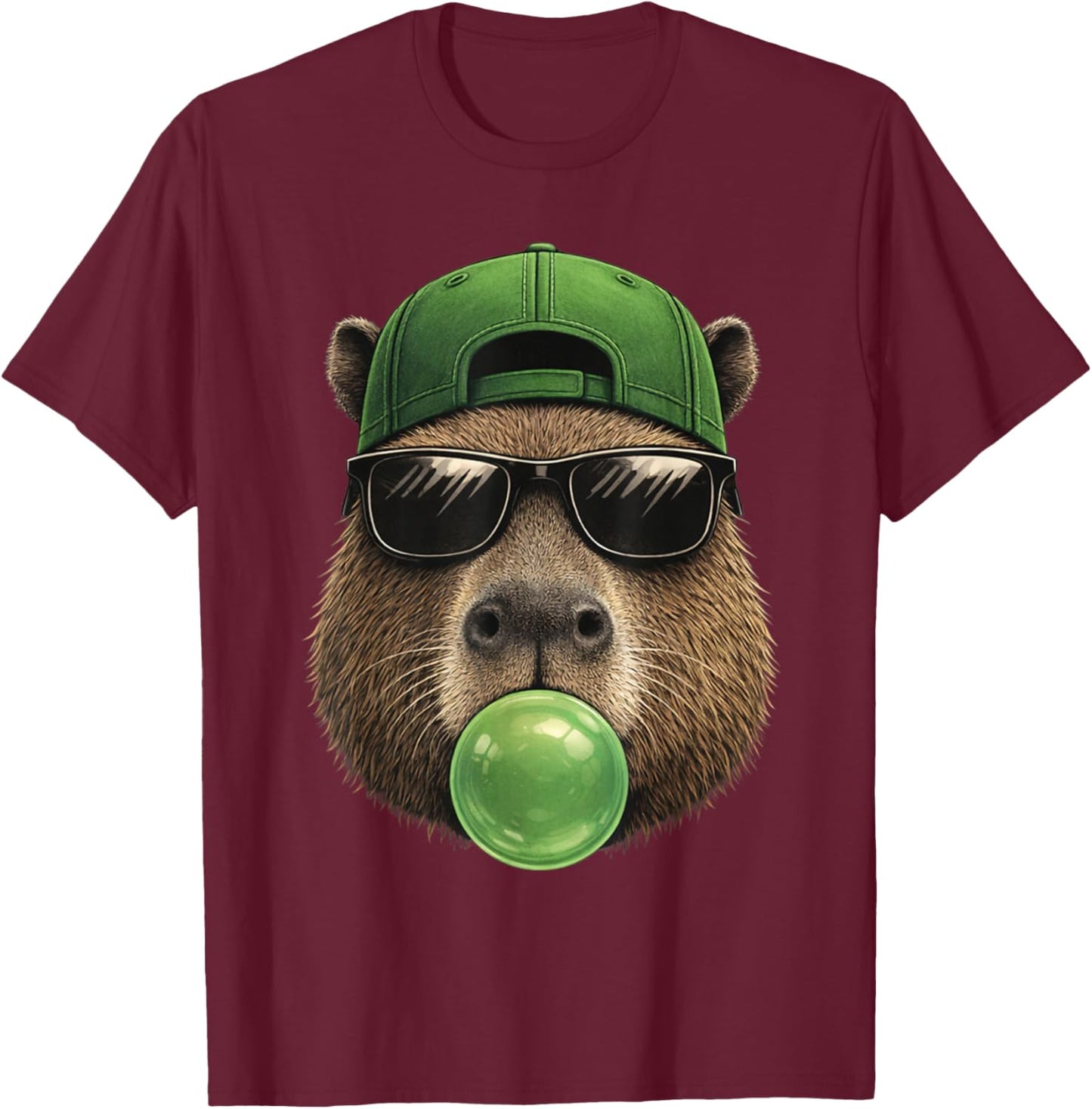 Cool Sunglasses Green St Patty's Lucky Hipster Capybara T-Shirt - T-Shirt | Maroon