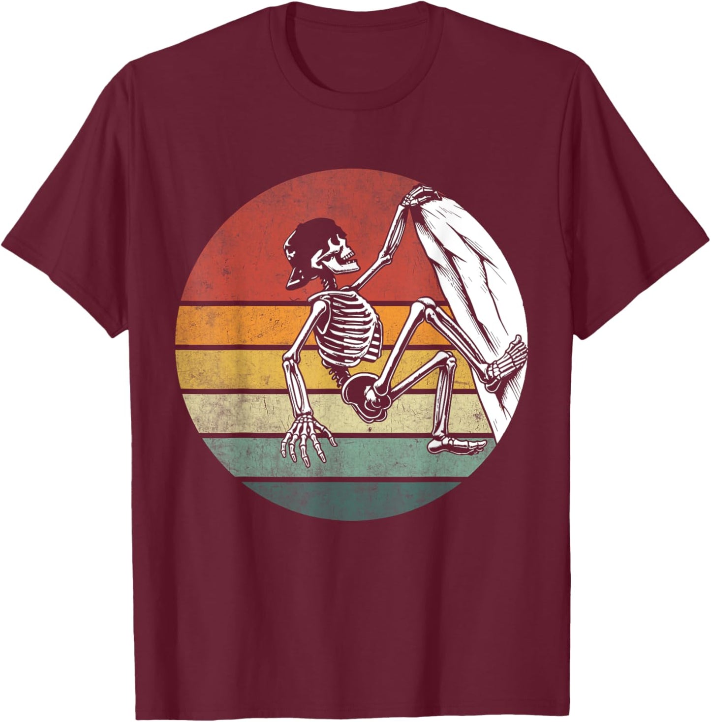 Halloween Skeleton Climber Vintage Skeleton Rock Climbing T-Shirt - T-Shirt | Maroon