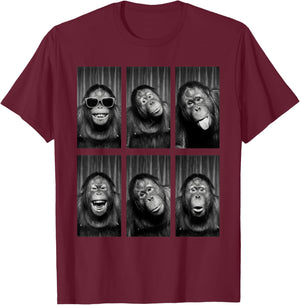 Orangutan Photobooth Monkey Funny Animal Portrait T-Shirt - T-Shirt | Maroon