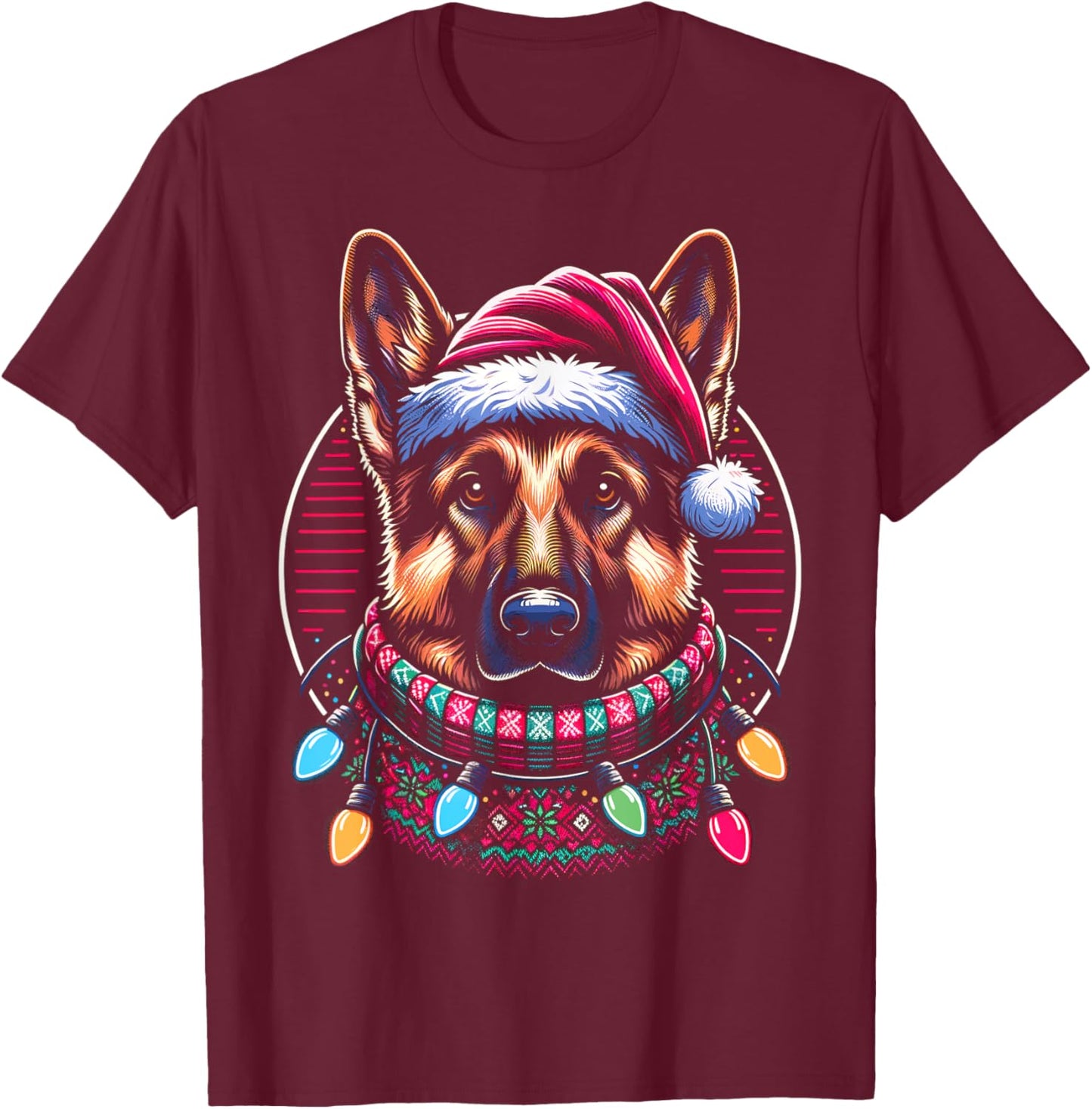 Christmas German Shepherd Xmas Shepherd Mom Dog Lover T-Shirt - T-Shirt | Maroon