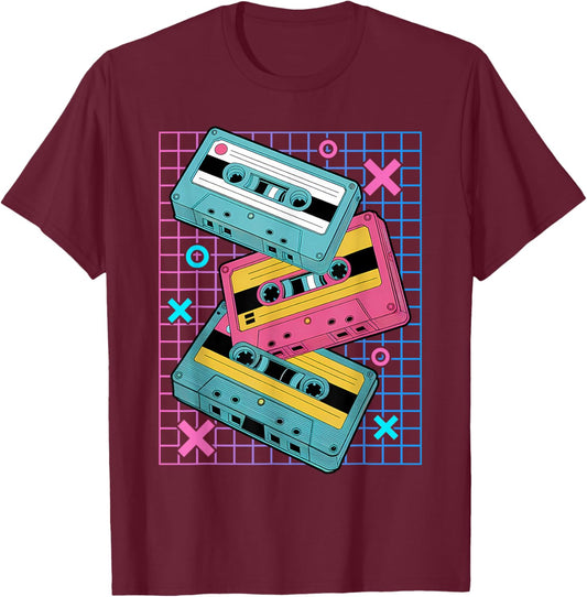 Cassettes Vaporwave - Retrowave Synthwave - Retro T-Shirt - T-Shirt | Maroon
