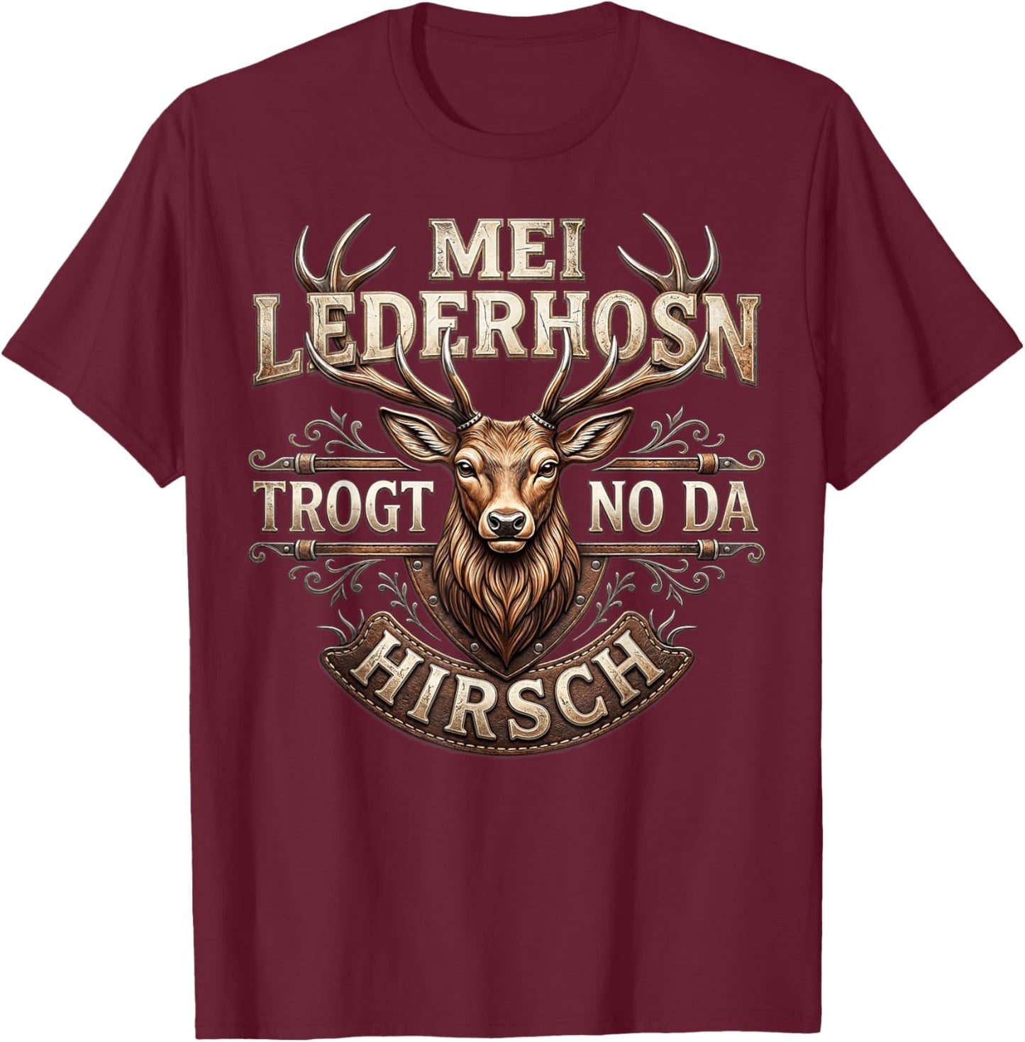 Trachtenshirt Herren Trachten Shirt Passend für Oktoberfest T-Shirt - T-Shirt | Maroon