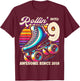 Birthday Roller Skating 9th Girls Rollin into 9 Skate Party T-Shirt - T-Shirt | Maroon