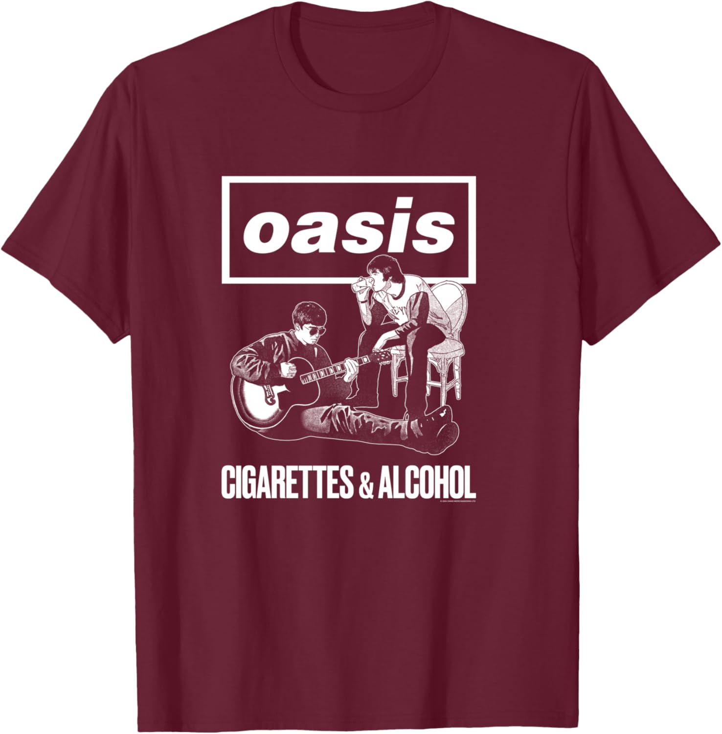 Oasis – Cigarettes And Alcohol T-Shirt - T-Shirt | Maroon