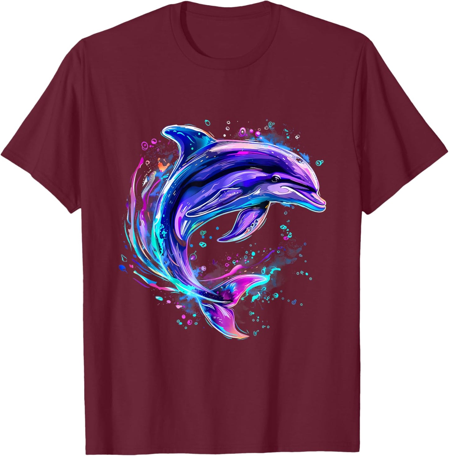 Dolphin Watercolor Sea Ocean Animal Ocean Sea Dolphin T-Shirt - T-Shirt | Maroon