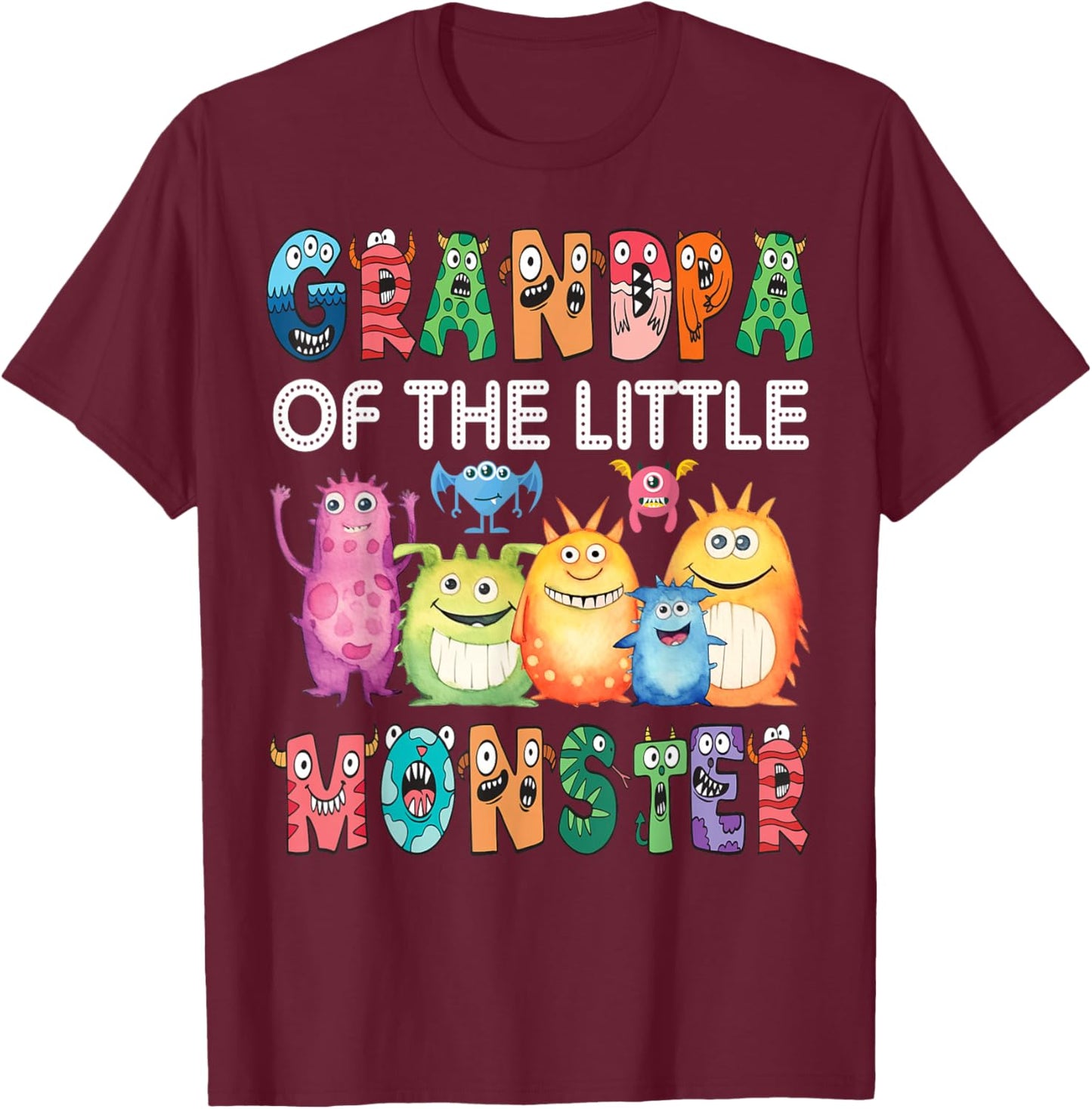 Grandpa Of The Little Monster Kids 1St Birthday Party T-Shirt - T-Shirt | Maroon