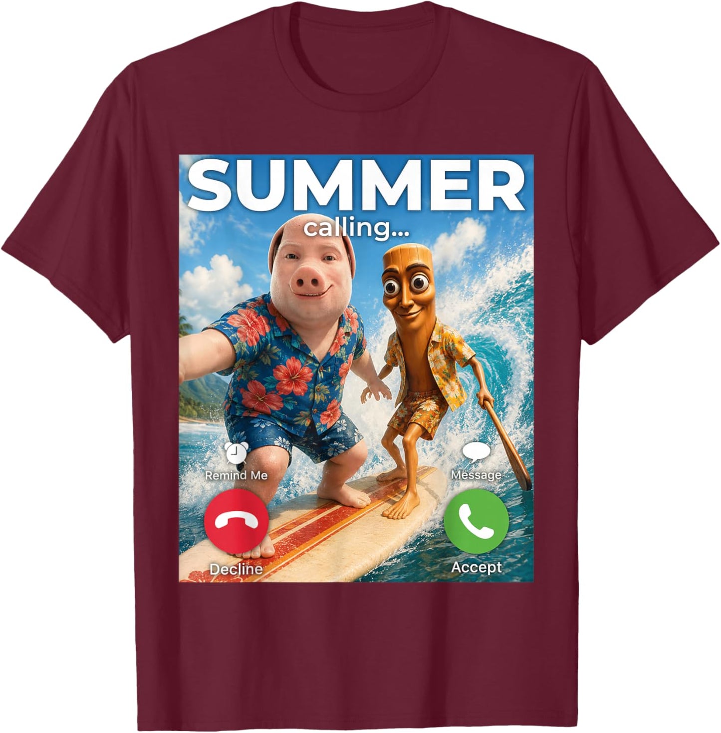 2026 Summer Vacation Bros Selfie John Pork Tung Sahur Trip T-Shirt - T-Shirt | Maroon