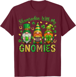 Shamrockin with My Gnomies St Patricks Day Gnome Shamrock T-Shirt - T-Shirt | Maroon