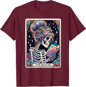 The Reader Funny Tarot Card Women Book Lover Librarian Read T-Shirt - T-Shirt | Maroon