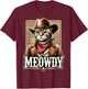 Meowdy Cat Cowboy Cowgirl Meow Howdy Halloween Costume T-Shirt - T-Shirt | Maroon