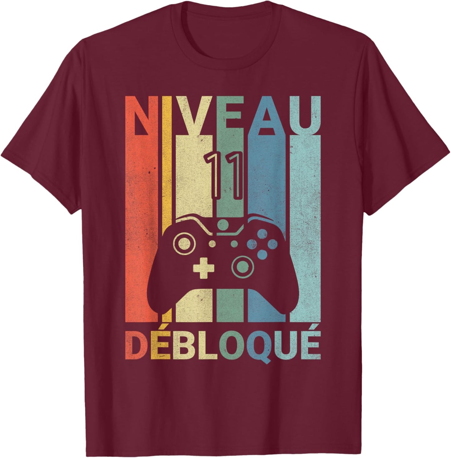 Level 11 Years Birthday Gamer 2014 Vintage Humor T-Shirt - T-Shirt | Maroon