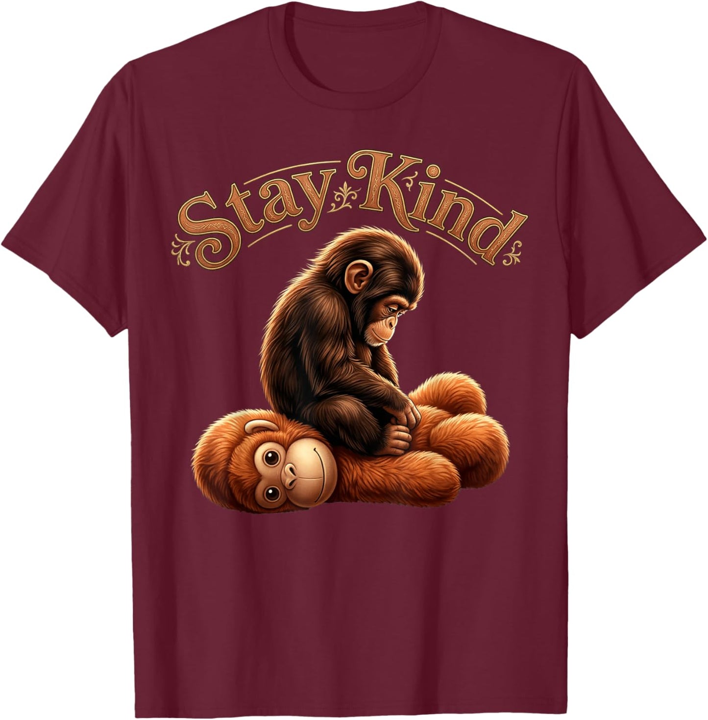 Stay Kind Baby Monkey Punch Viral Monkey T-Shirt - T-Shirt | Maroon