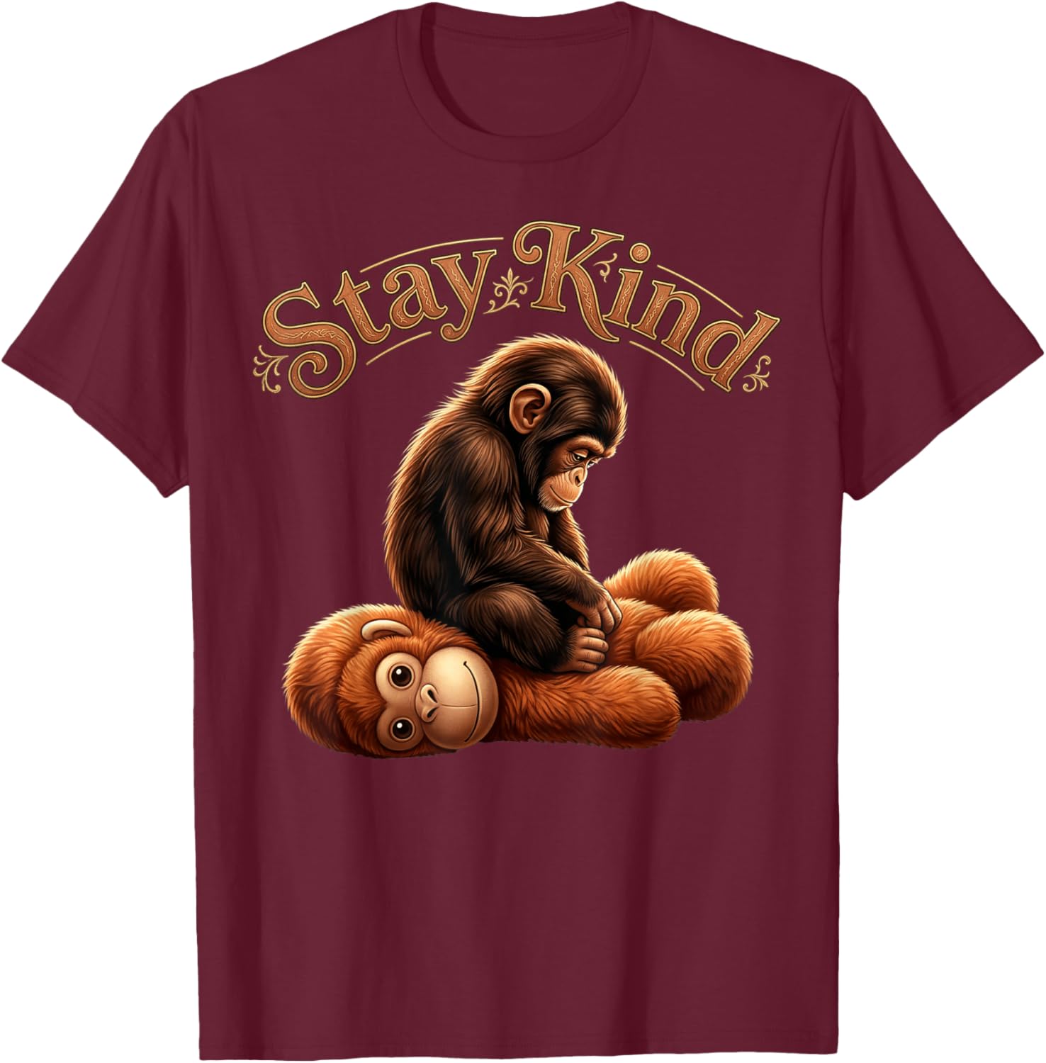 Stay Kind Baby Monkey Punch Viral Monkey T-Shirt - T-Shirt | Maroon