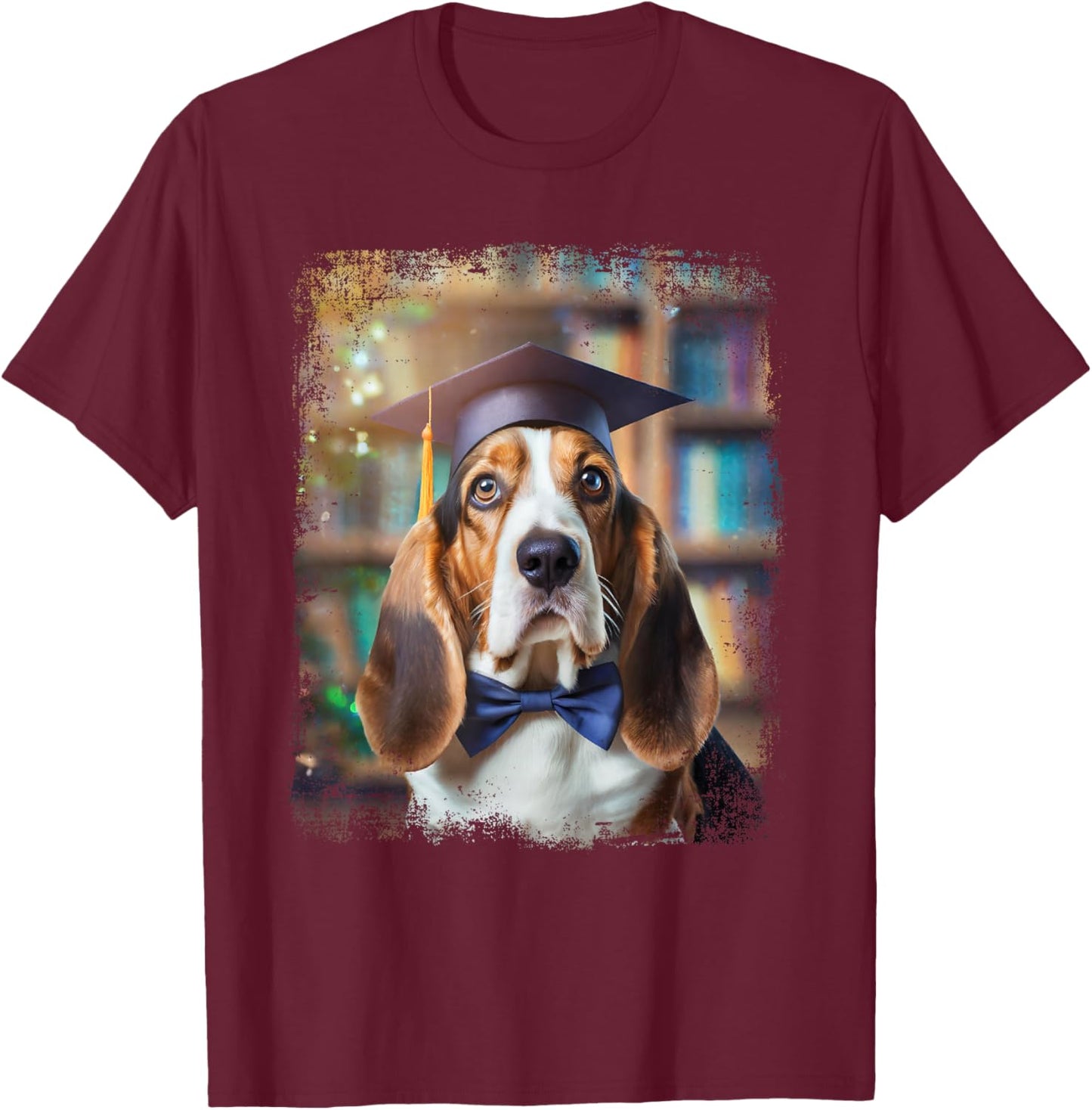 Vintage Graduation Basset Hound Dog Senior High School Gift Women Kids T-Shirt - T-Shirt | Maroon