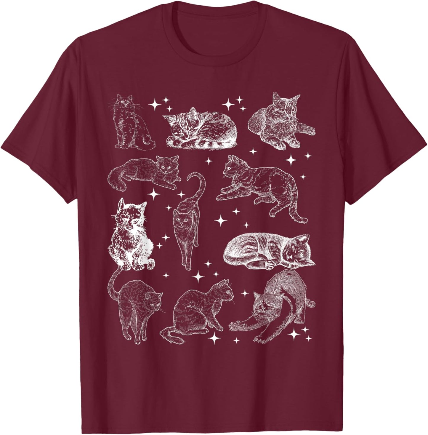 Vintage 90s Tattoo Cat Retro Kitten Nature Cat Lover Cat Mom T-Shirt - T-Shirt | Maroon