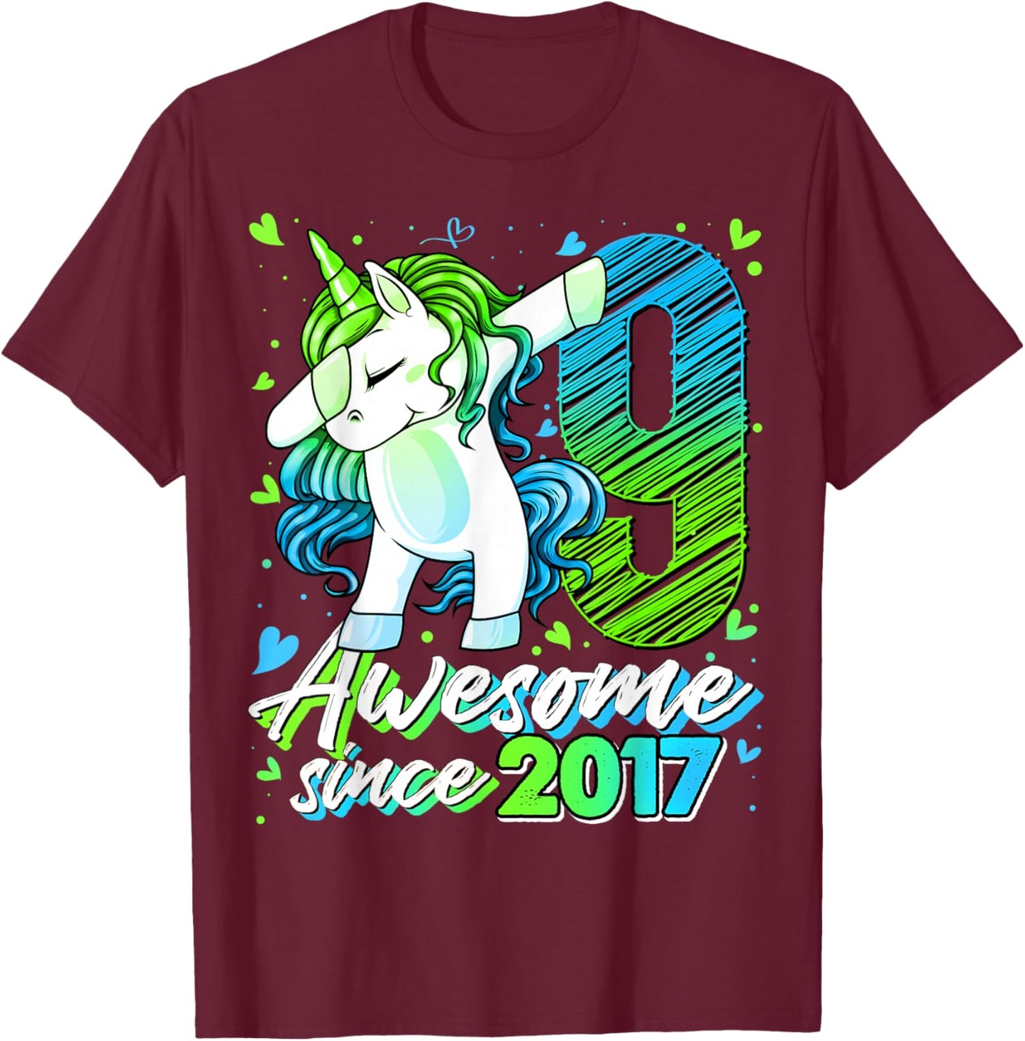 9th Birthday Shirt Girl 9 Year Old Gifts 9 Birthday Girl T-Shirt - T-Shirt | Maroon