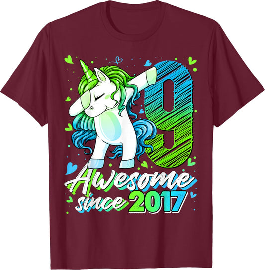 9th Birthday Shirt Girl 9 Year Old Gifts 9 Birthday Girl T-Shirt - T-Shirt | Maroon