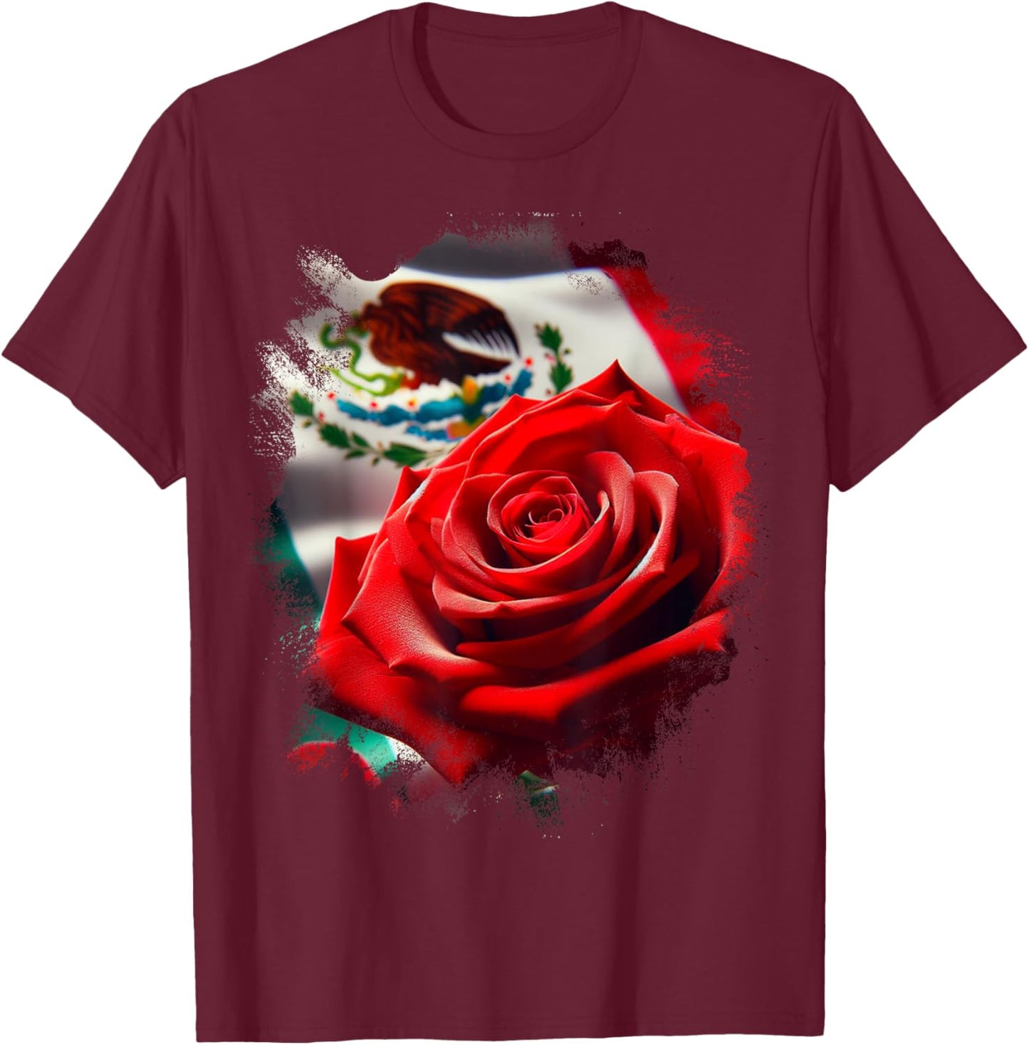 Mexico Gift Rose Tijuana Mexican Hispanic Pride Poncho T-Shirt - T-Shirt | Maroon