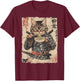 Samurai Cat Loves Ramen Funny Anime Japanese Artwork Samurai T-Shirt - T-Shirt | Maroon