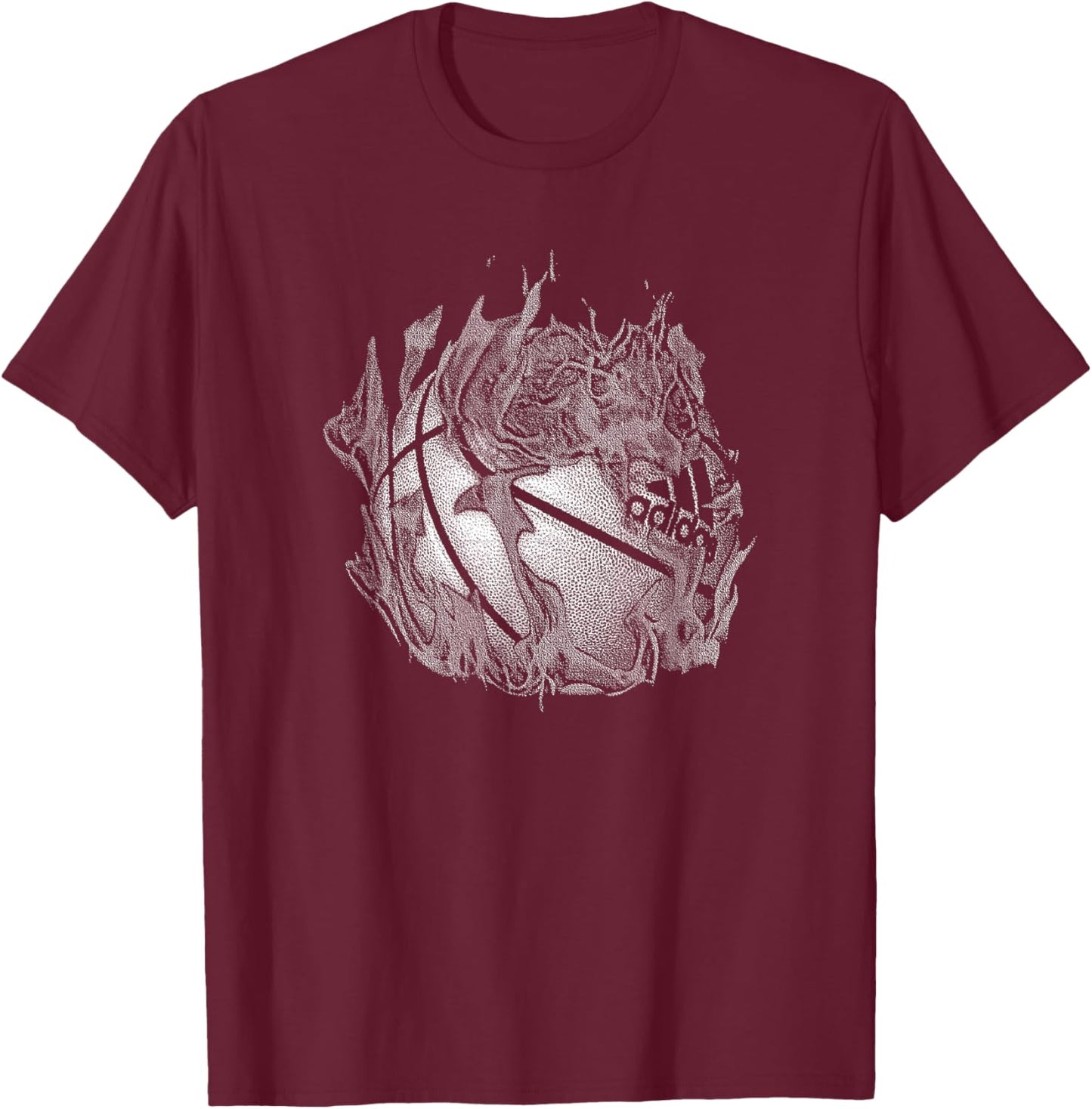 Adidas Badge of Sport Basketball On Fire Graphic T-Shirt - T-Shirt | Maroon