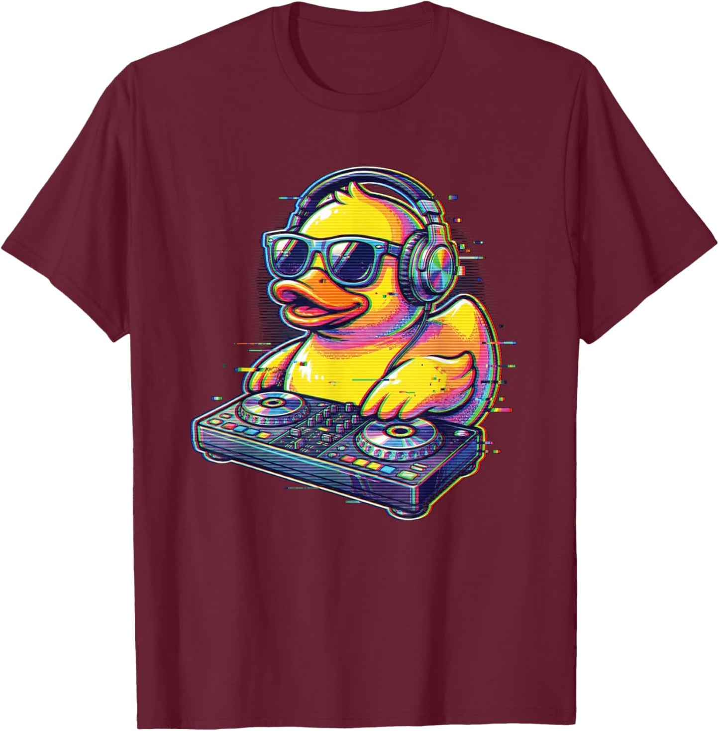 Funny Rubber Duckie Playing Music DJ Rubber Duck T-Shirt - T-Shirt | Maroon