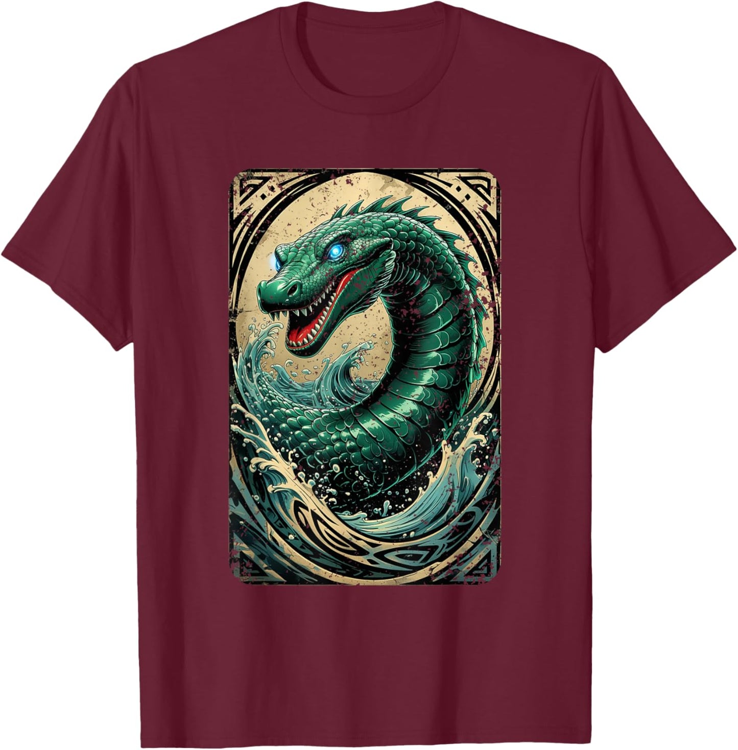 Ogopogo Serpent Cryptid - Lake Myth Folklore Design T-Shirt - T-Shirt | Maroon