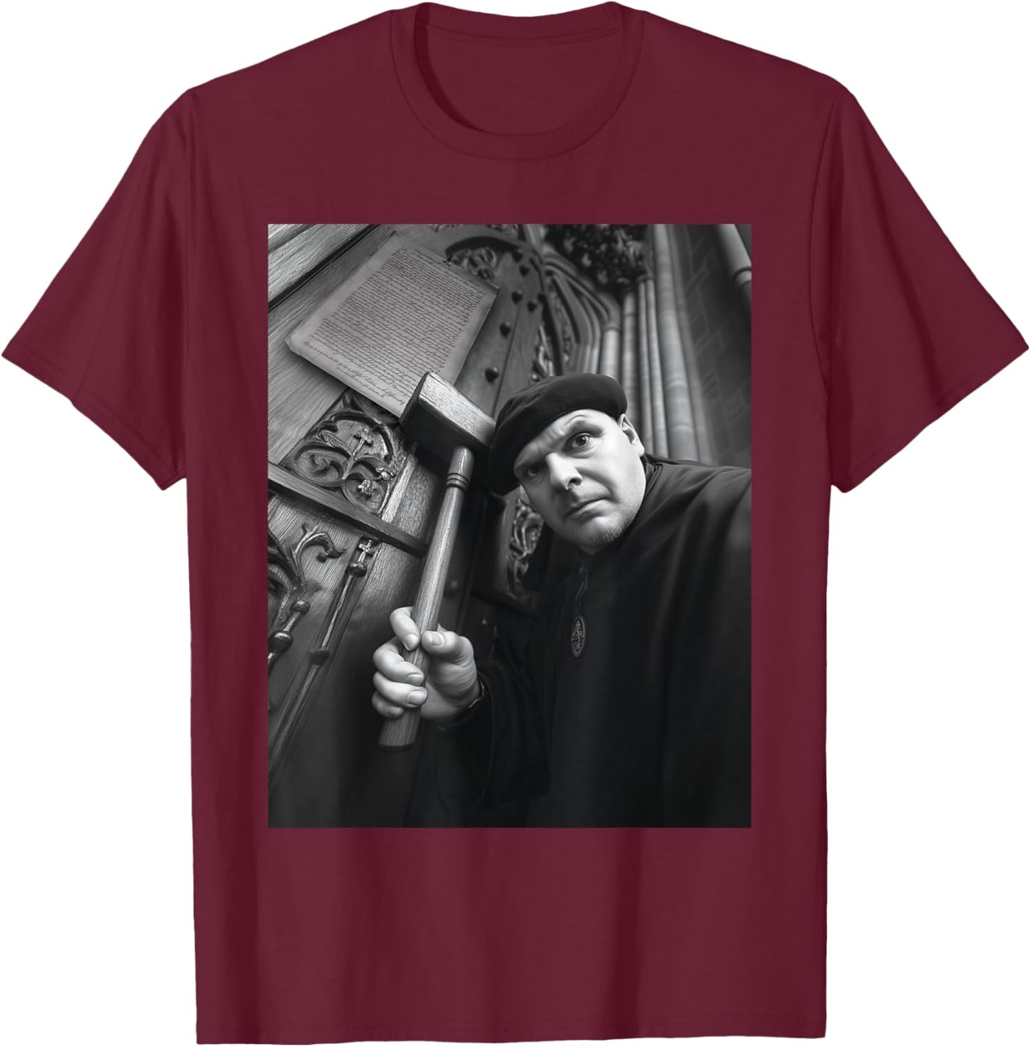 Funny Martin Luther Selfie Reformation Reformed Christian T-Shirt - T-Shirt | Maroon