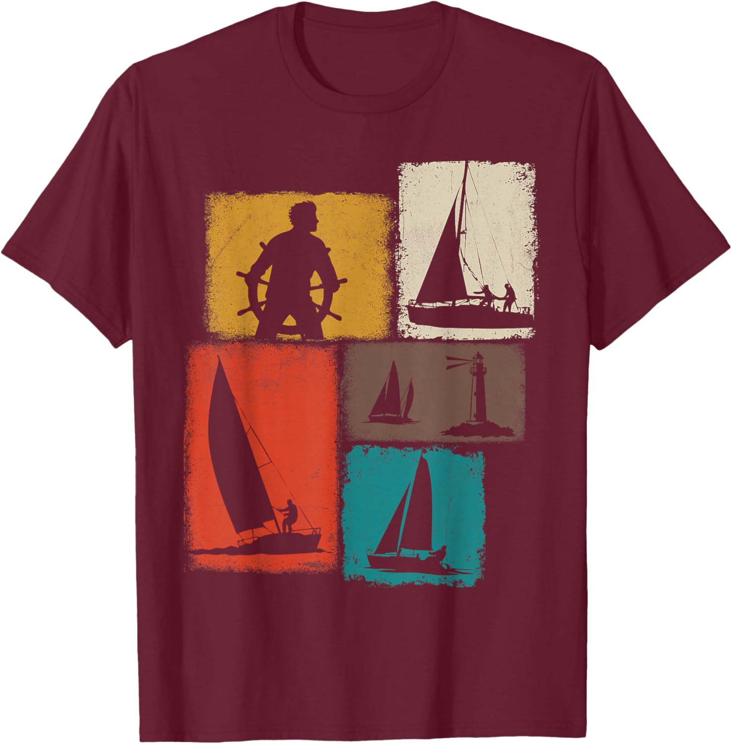 Sailing Collage Sailor Men Women Yachtsman Boater T-Shirt - T-Shirt | Maroon