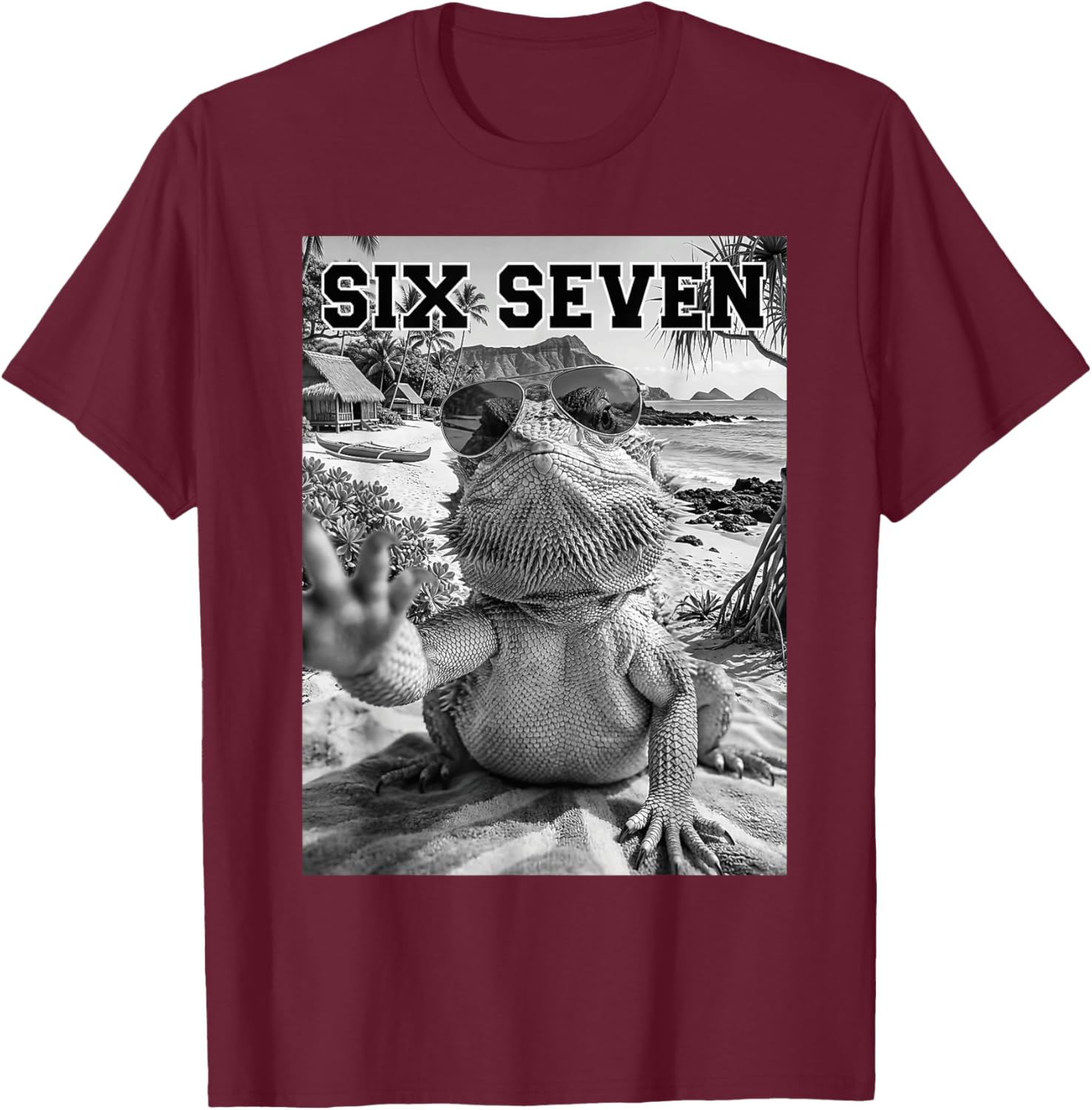 67 Bearded Dragon Lover Beach Funny Humor Meme T-Shirt - T-Shirt | Maroon
