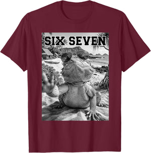 67 Bearded Dragon Lover Beach Funny Humor Meme T-Shirt - T-Shirt | Maroon