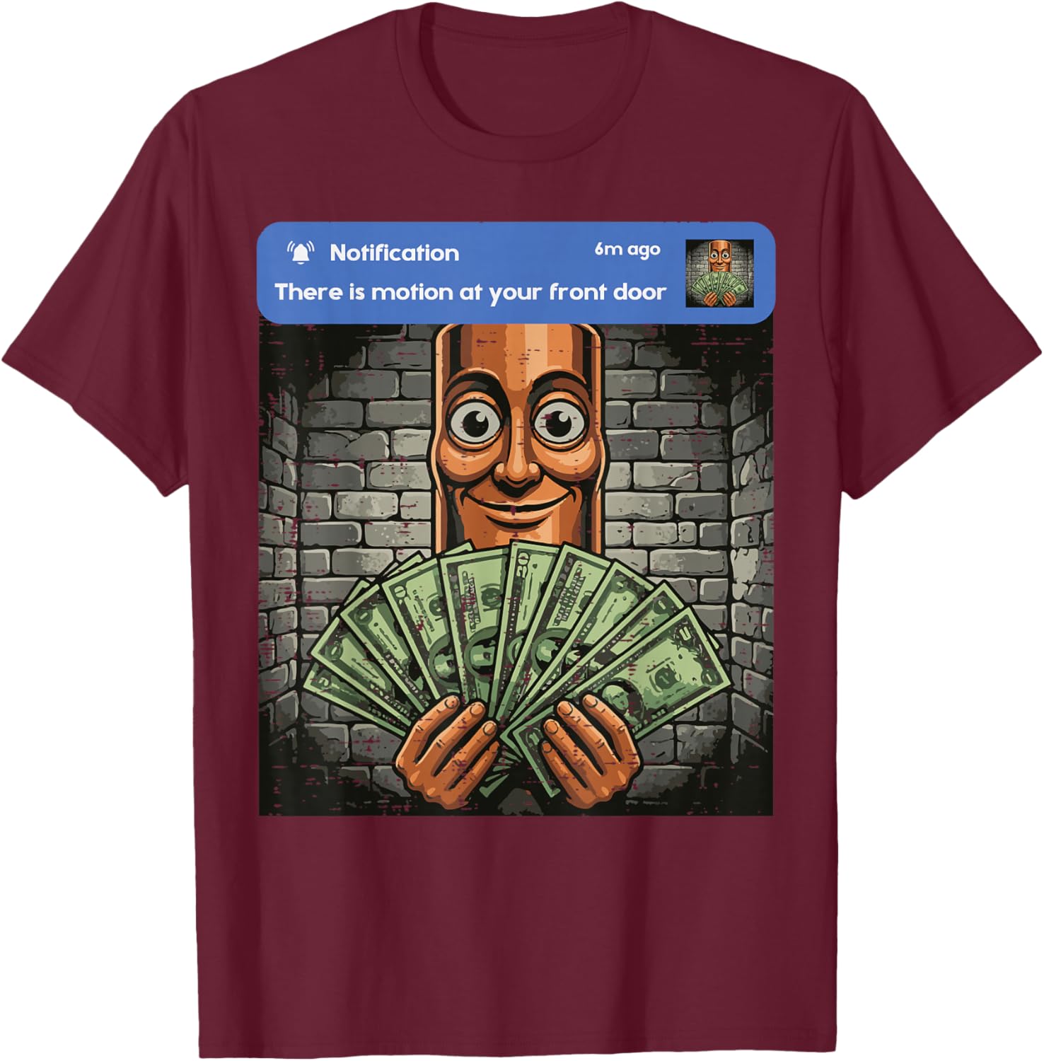 Tung Tung Sahur There is Motion Front Door Meme Boys Kids T-Shirt - T-Shirt | Maroon