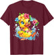 Rubber Duck Floral Hawaiian Watercolor Rubber Duck Lover T-Shirt - T-Shirt | Maroon