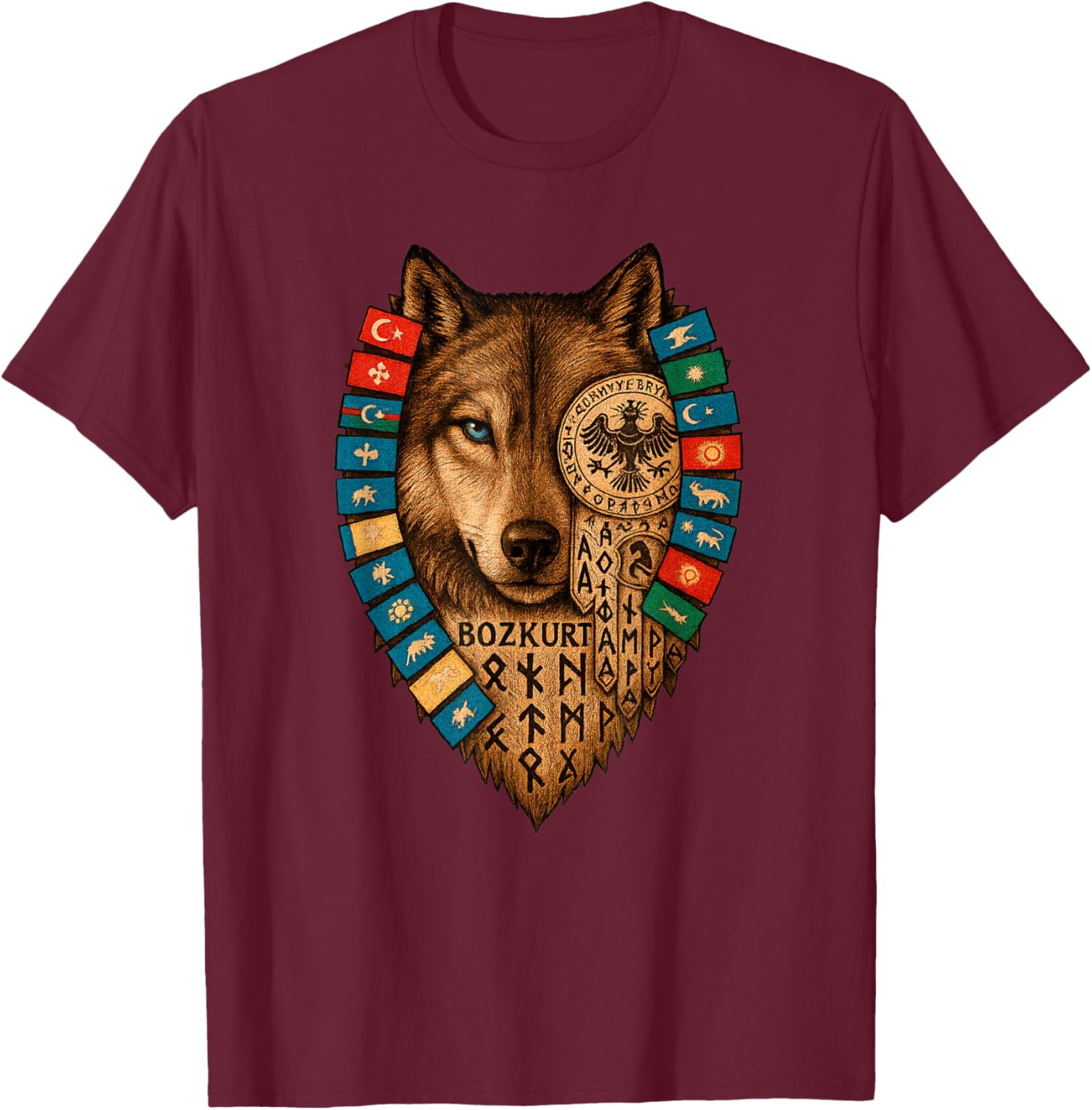 Goktürk Bozkurt T-Shirt - T-Shirt | Maroon