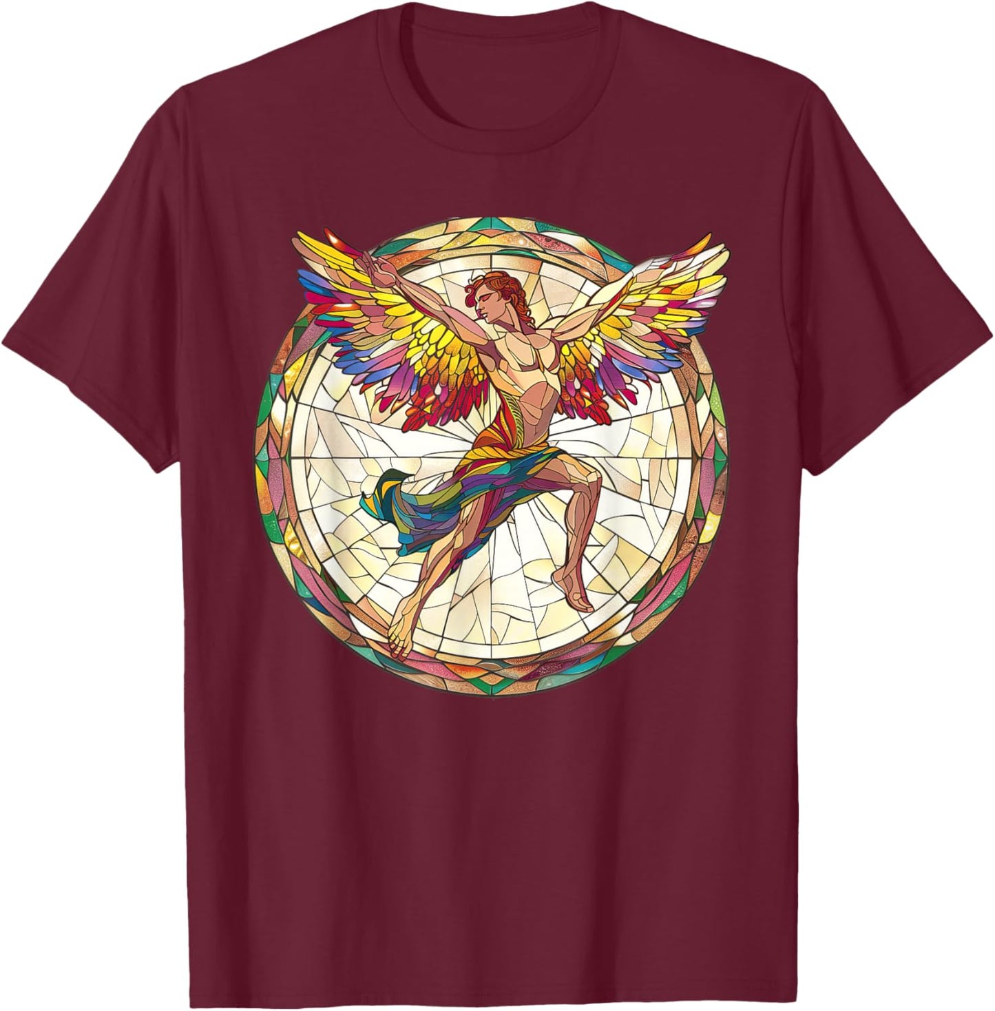 Icarus Stained Glass T-Shirt - T-Shirt | Maroon