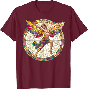 Icarus Stained Glass T-Shirt - T-Shirt | Maroon