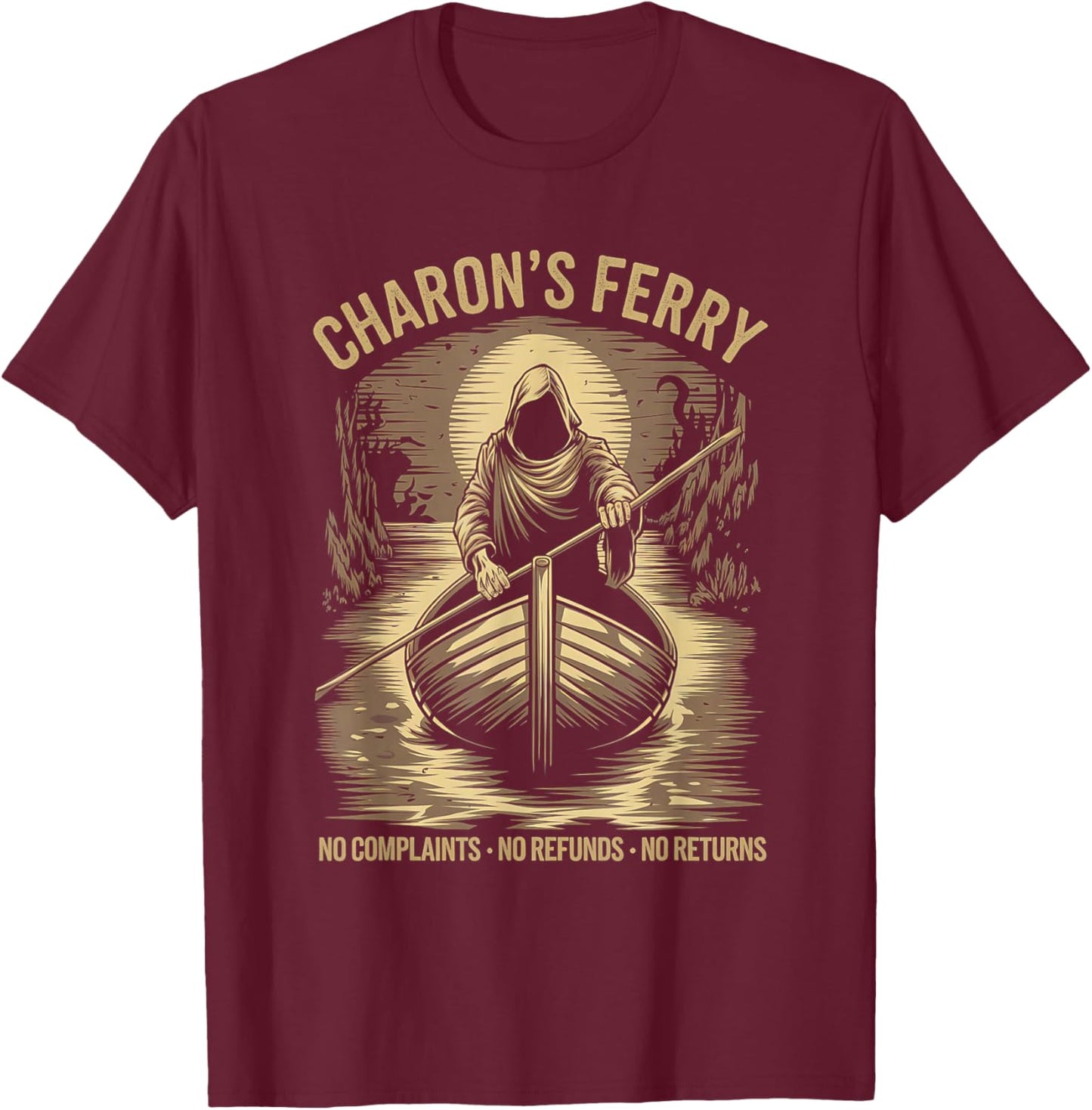 Funny Greek Mythology Charon's Ferry T-Shirt - T-Shirt | Maroon