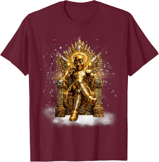 Funny Gold King Tung Tung Sahur Brainrot Meme T-Shirt - T-Shirt | Maroon