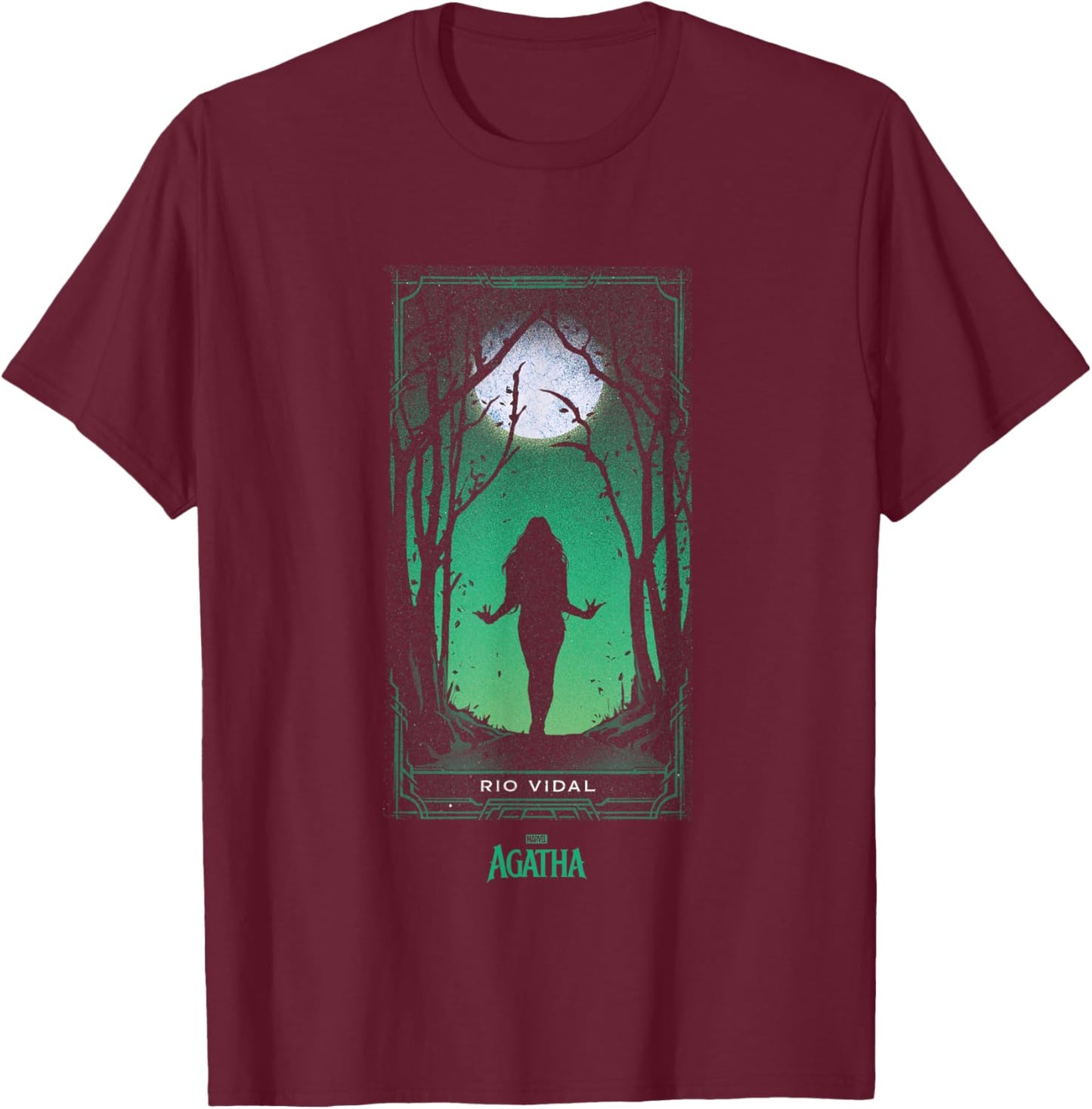 Marvel Agatha All Along Green Rio Vidal Tarot Card Vintage T-Shirt - T-Shirt | Maroon