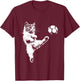 Funny Cat Soccer Ball Graphic T-Shirt - T-Shirt | Maroon