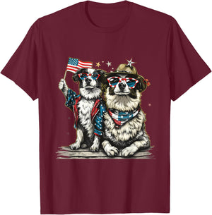 4th Of July Dog Fourth Of July American Flag Patriotic USA Kids Men T-Shirt - T-Shirt | Maroon