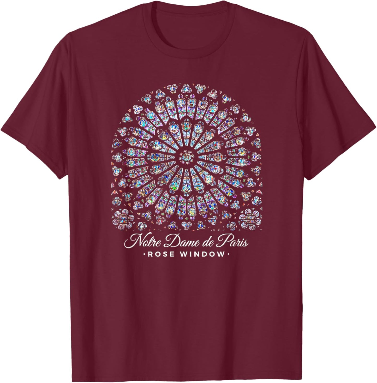 Rose Window Cathédrale Notre-Dame de Paris T-Shirt - T-Shirt | Maroon