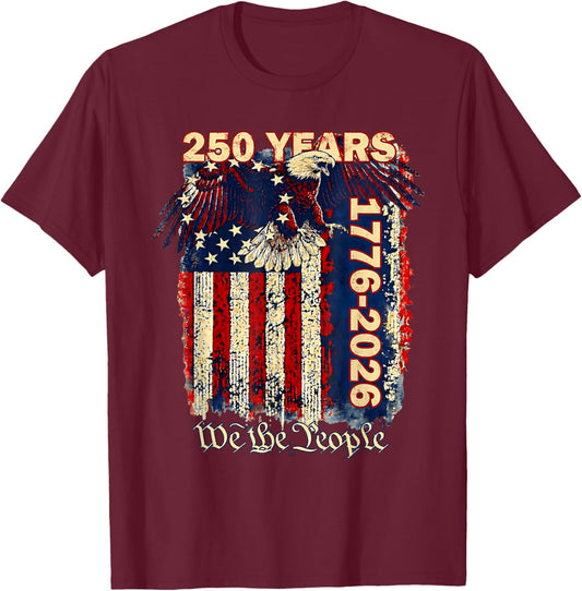 250 Anniversary USA Patriotic Men Women 1776 America 250th T-Shirt - T-Shirt | Maroon
