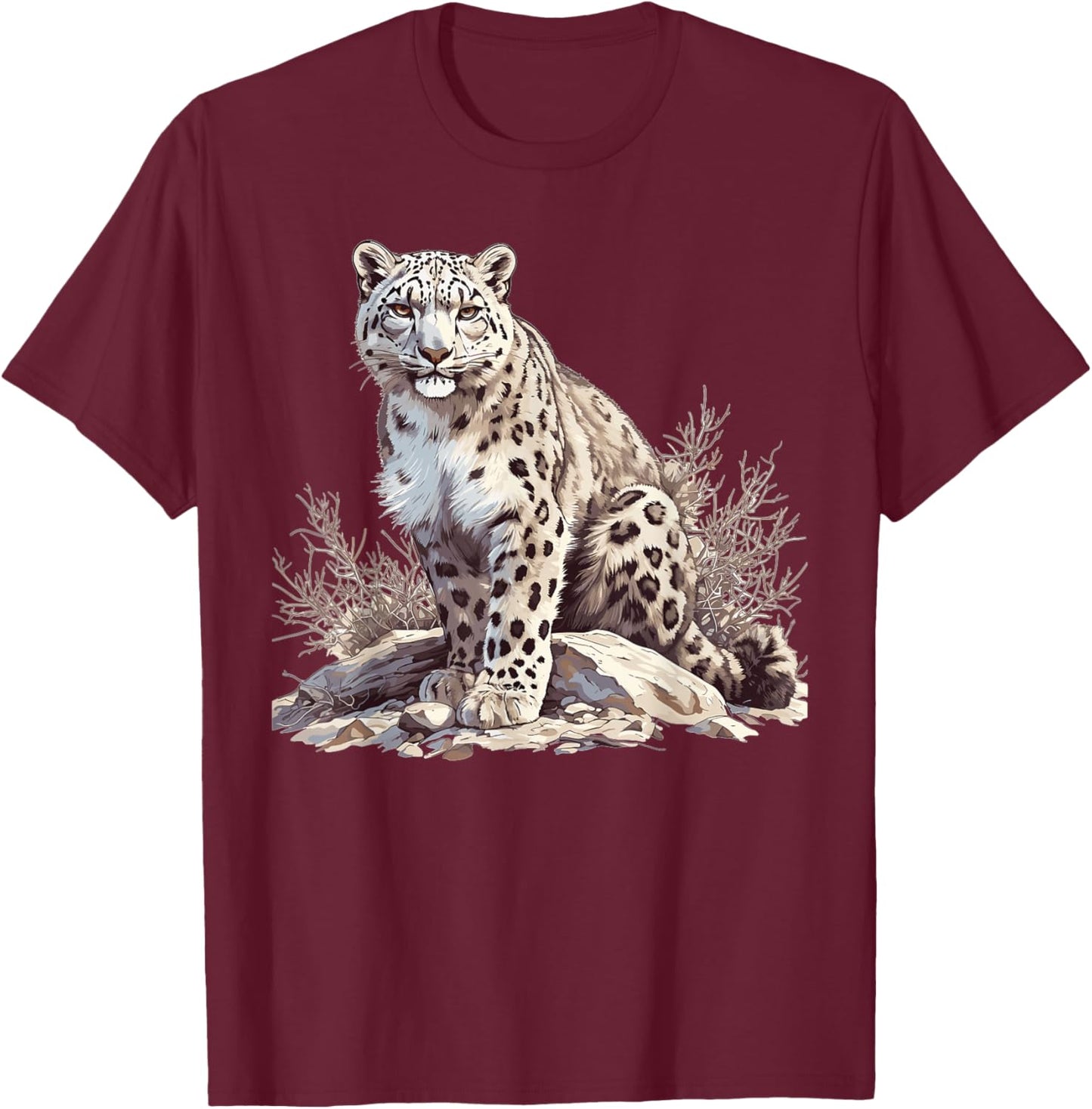 Snow Leopards Lovers Snow Leopard T-Shirt - T-Shirt | Maroon