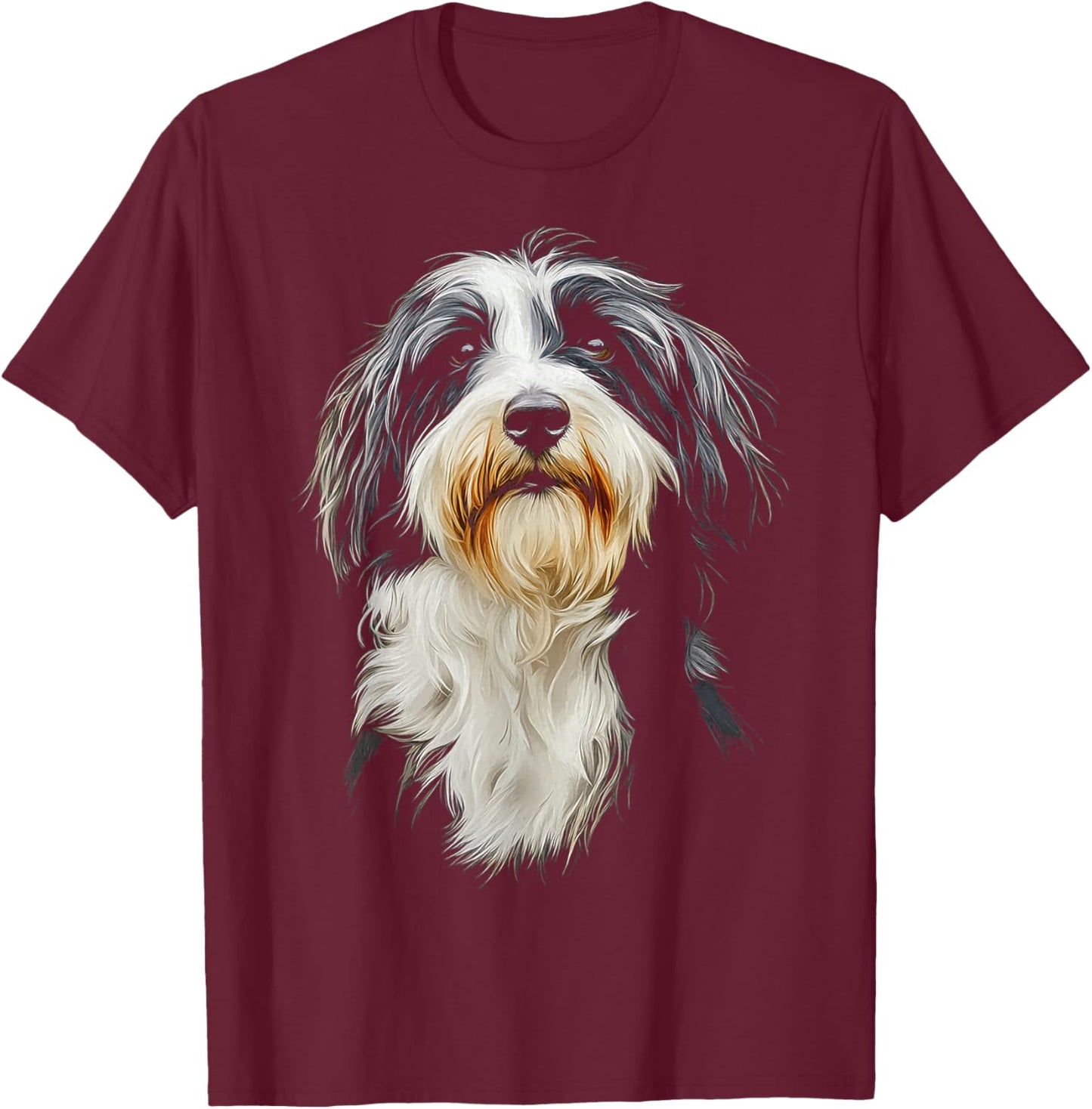 Bearded Collie Dog Motif Pet Illustration Bearded Collie T-Shirt - T-Shirt | Maroon