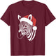 Christmas Zebra Face, Zebra Wearing Santa Hat T-Shirt - T-Shirt | Maroon