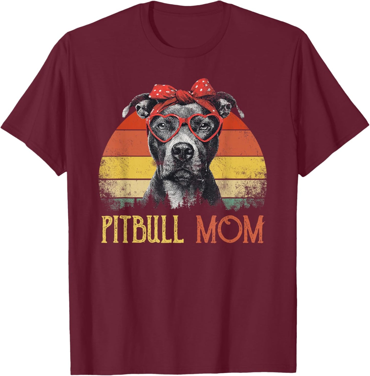 Pitbull Mom Dog Retro Vintage Design Women's T-Shirt - T-Shirt | Maroon